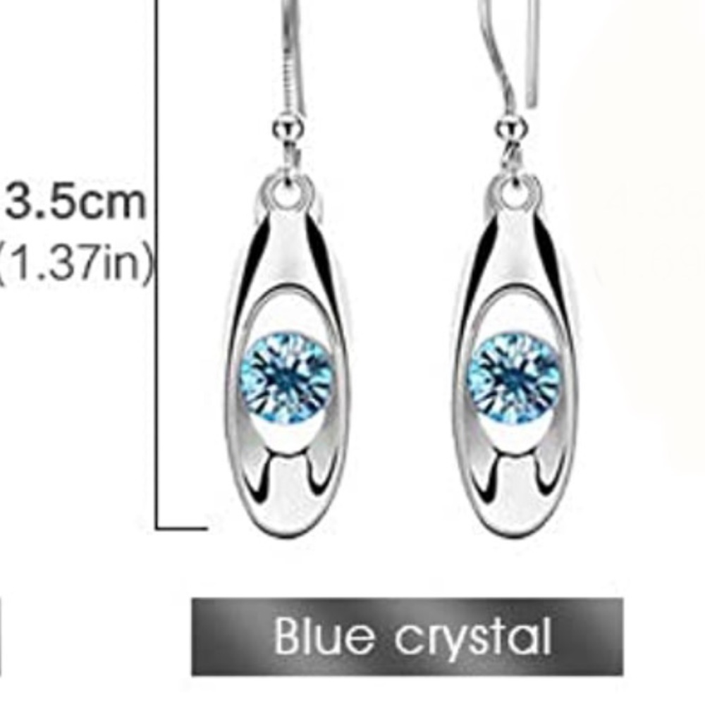 Silver-tone unique setting & sky blue crystal Boutique Earrings